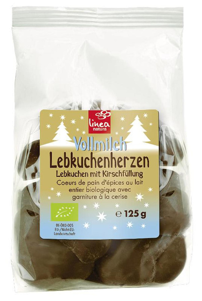 Produktfoto zu Vollmilch Lebkuchen-Herzen mit Kirschfüllung 125g