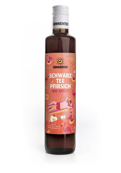 Produktfoto zu Eistee Schwarztee-Pfirsich Sirup 0,5l